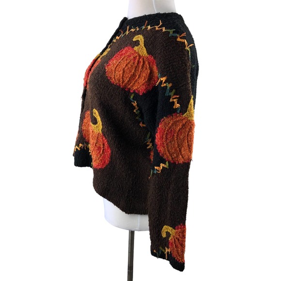 Design Options By Philip & Jane Gordon Pumpkin Fall Halloween Cardigan Large - Picture 3 of 9